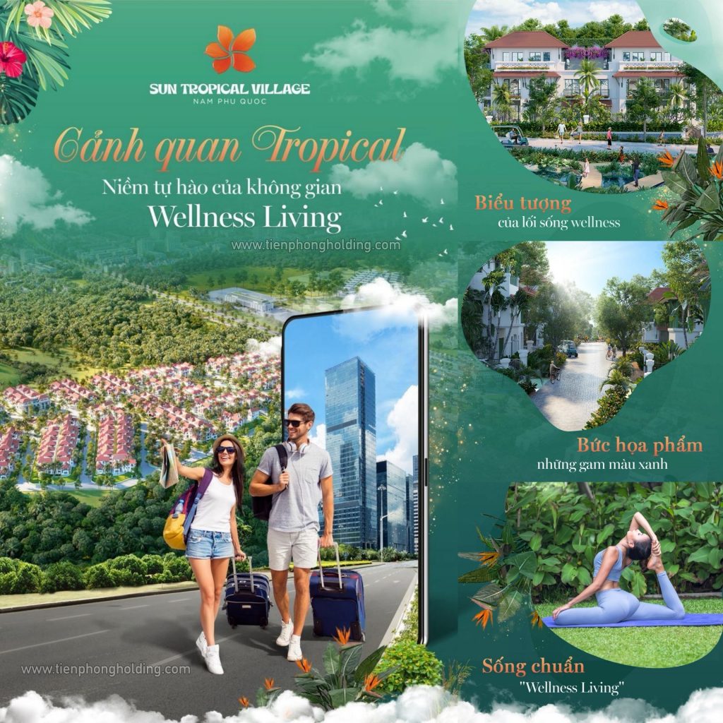 Phối cảnh nội thất biệt thự coral hawaiicollage-sun tropical village phu quoc