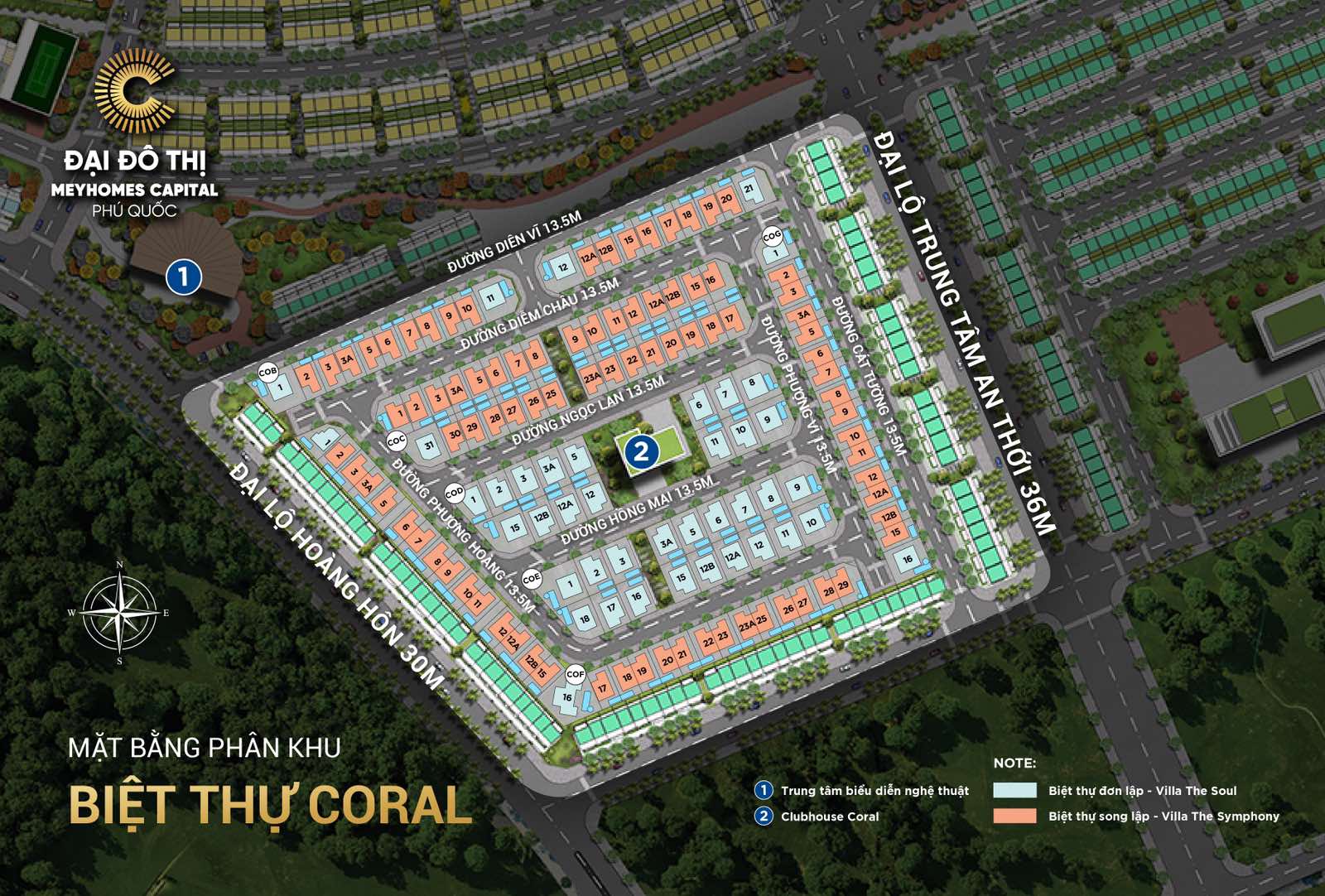Mặt bằng phân khu biệt thự Coral