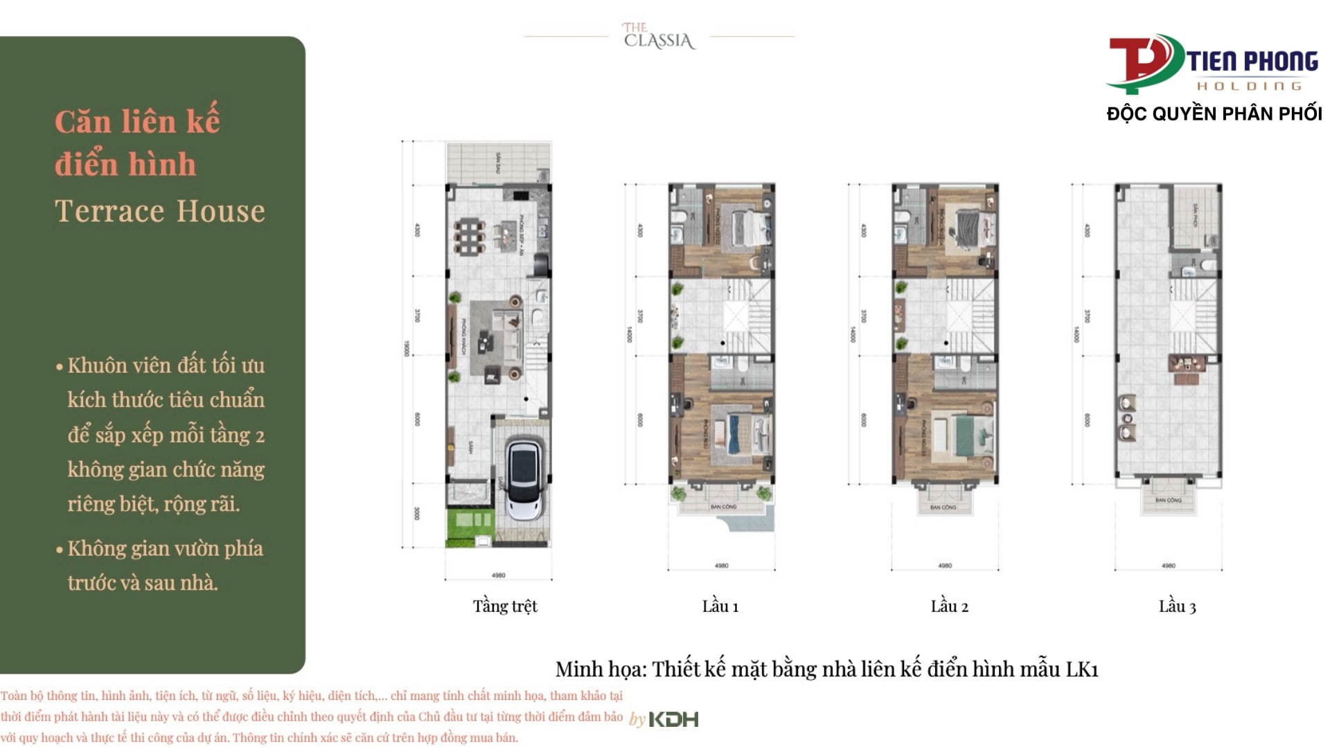 Mặt bằng tầng nhà phố The Classia - Căn liên kế điển hình