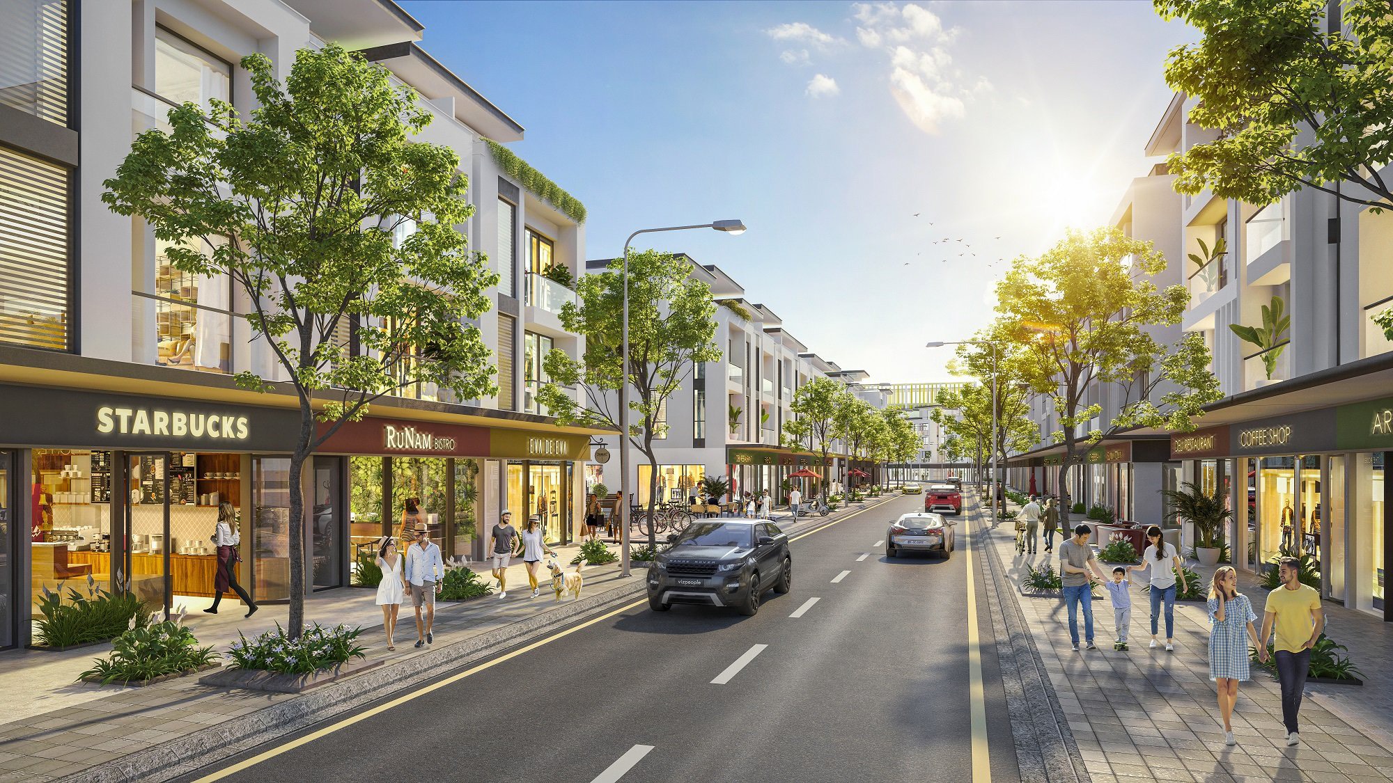 Phối cảnh khu phố meyhomes crystal city - mặt trời mọc