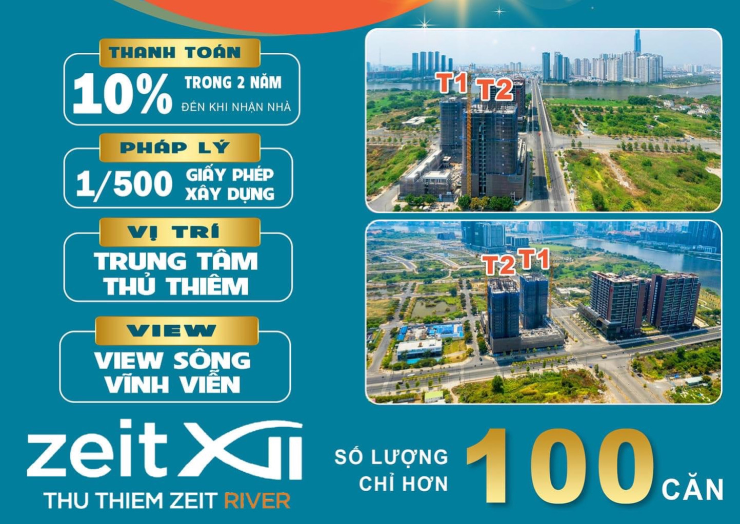Mở booking 100 căn hộ Zeit River Thủ Thiêm view sông Tháp T2