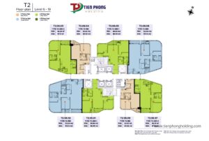 Mặt bằng tầng 6 tới 19 tháp T2 Thu Thiem Zeit River