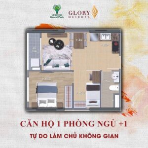 Thiết kế căn hộ 1PN+1 Glory Heights