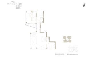 mat bang layout can ho penthouse 5pn tang trên thap t1