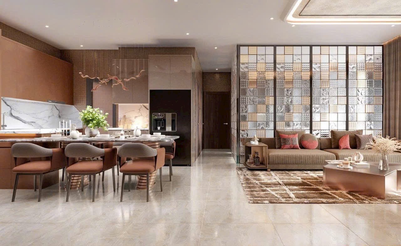 The Privé – Căn hộ compound cao cấp tại An Phú, TP. Thủ Đức 42 Phối cảnh thiết kế phòng bếp căn hộ The Privé hiện đại, sang trọng, liền kề phòng ăn