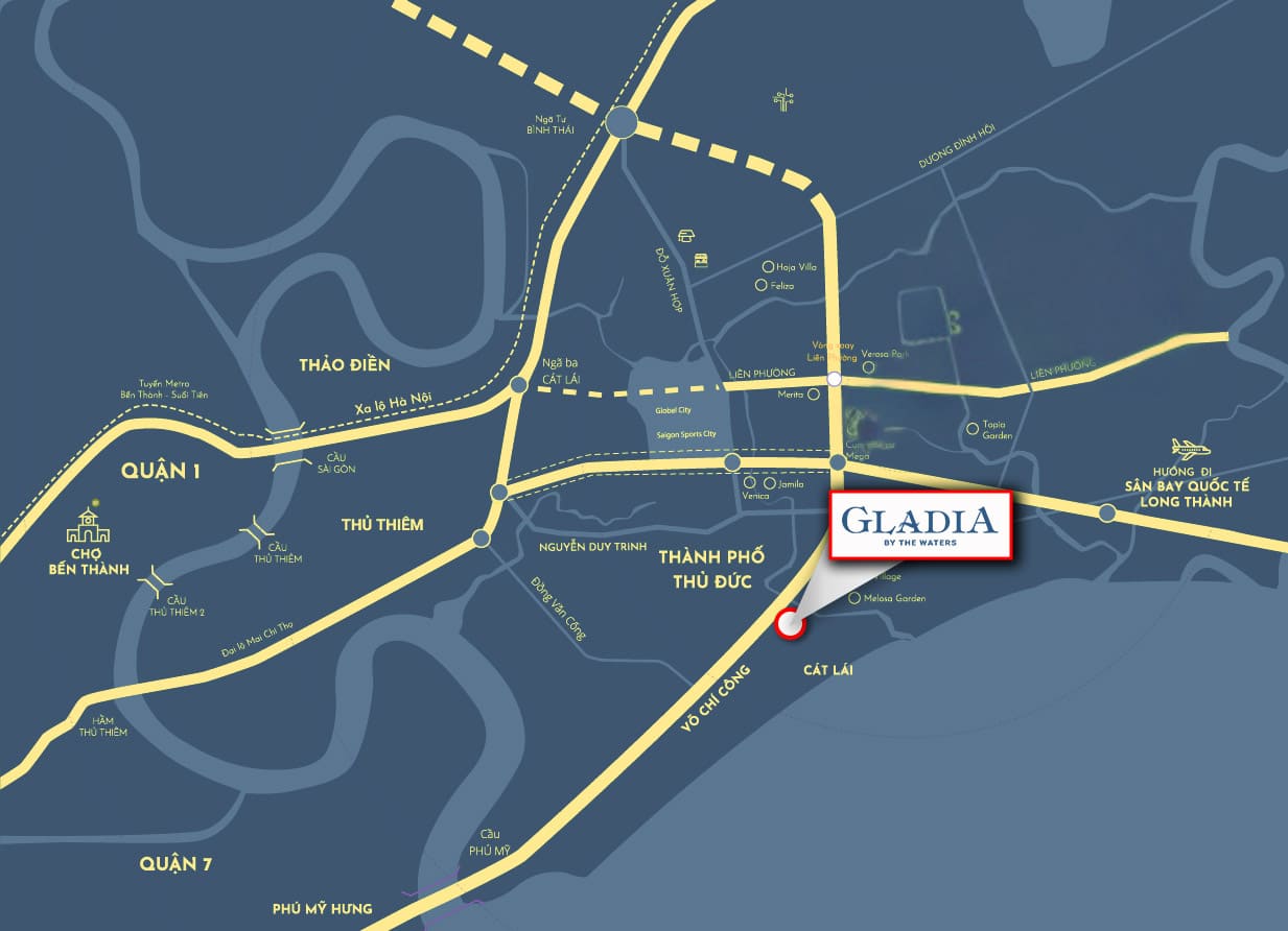 Vị trí dự án Gladia Keppel Land tại Quận 2, TP. Thủ Đức