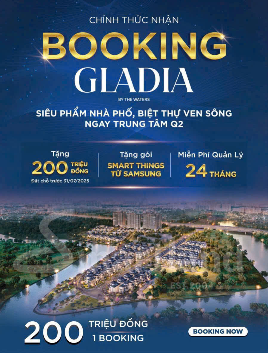 Gladia Chính Thức Nhận Đặt Chỗ Từ Ngày 9/7/2025 – Cơ Hội Ưu Tiên Cho Khách Hàng Đầu Tiên Banner thông tin gladia nhận đặt chỗ chính thức từ 9/7/2025