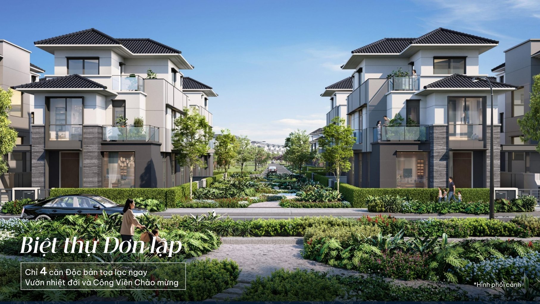 Phối cảnh biệt thự đơn lập gladia trong tổng thể dự án