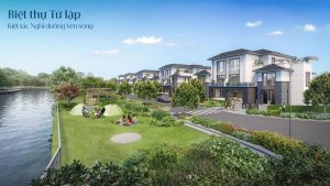 Phối cảnh biệt thự tứ lập Gladia by The Waters – thiết kế đẳng cấp giữa không gian sinh thái