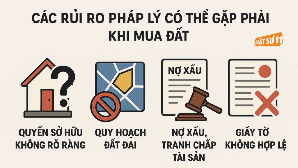 Hướng Dẫn Mua Đất An Toàn Về Pháp Lý – Tránh Rủi Ro Khi Giao Dịch Bất Động Sản Các rủi ro pháp lý có thể gặp phải khi mua đất