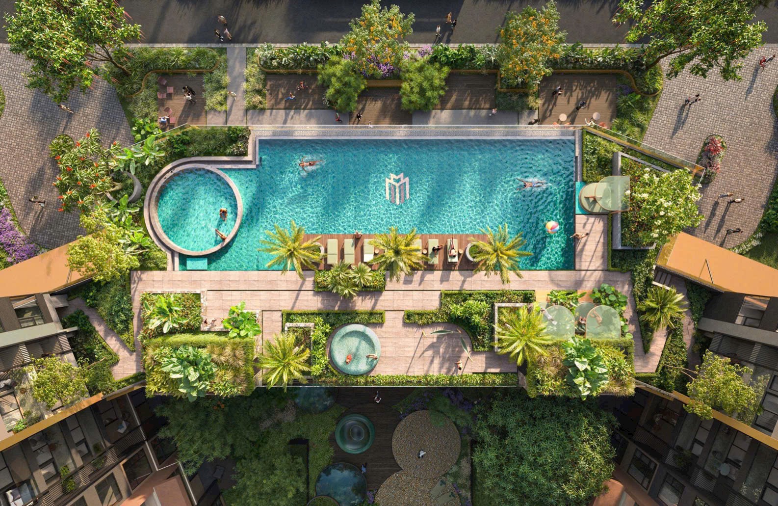 Hồ bơi tràn bờ và khu BBQ ngoài trời tại Masteri Park Place – The Global City (CT5), tiện ích 5 sao cho cư dân