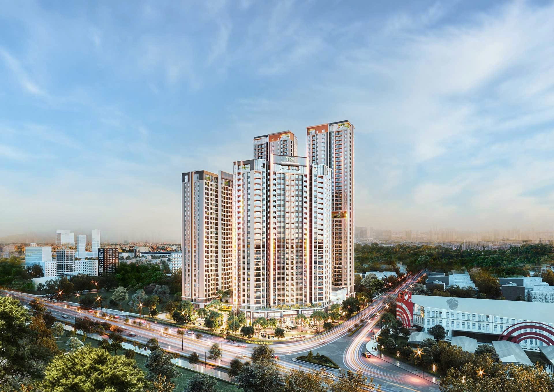 Phối cảnh tổng thể dự án căn hộ Green Skyline Dĩ An do TBS Land phát triển