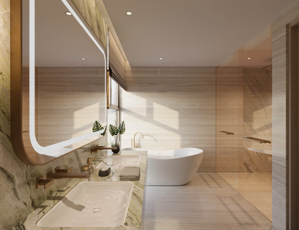 Phối cảnh thiết kế phòng tắm bathroom cao cấp tại dự án căn hộ Palm River