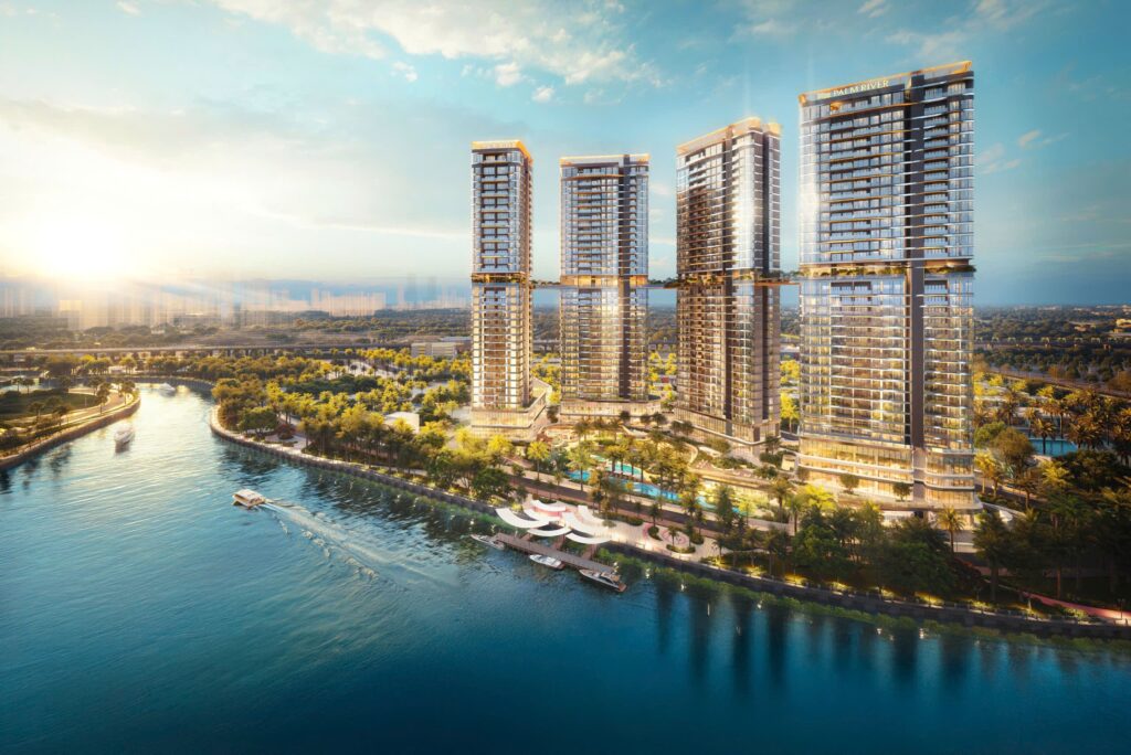 Hình ảnh thực tế không gian view sông Giồng Ông Tố thoáng đãng tại dự án Palm River TP. Thủ Đức