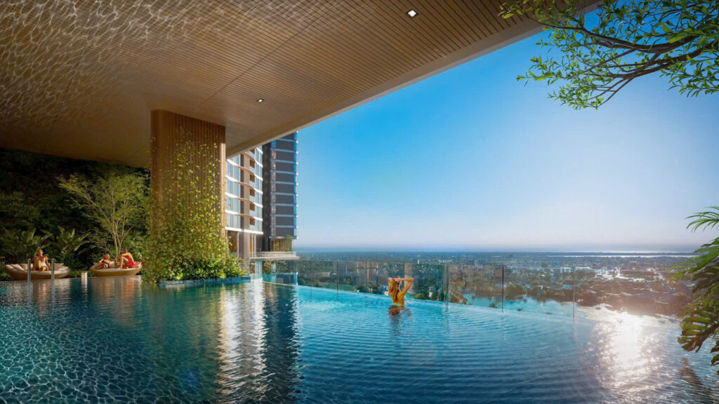 Hồ bơi tràn ở tầng 20 dự án Palm River