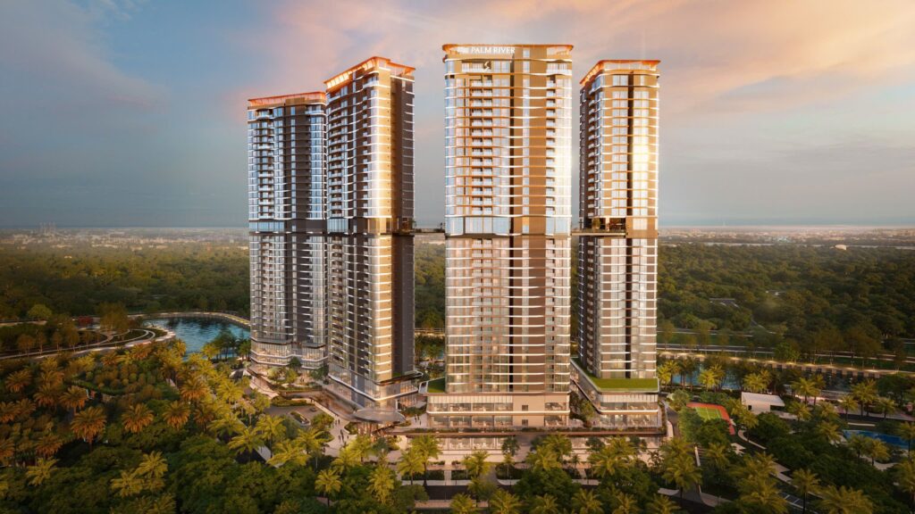 Phối cảnh thiết kế ngoại thất căn hộ cao cấp Palm River tại khu đô thị Palm City