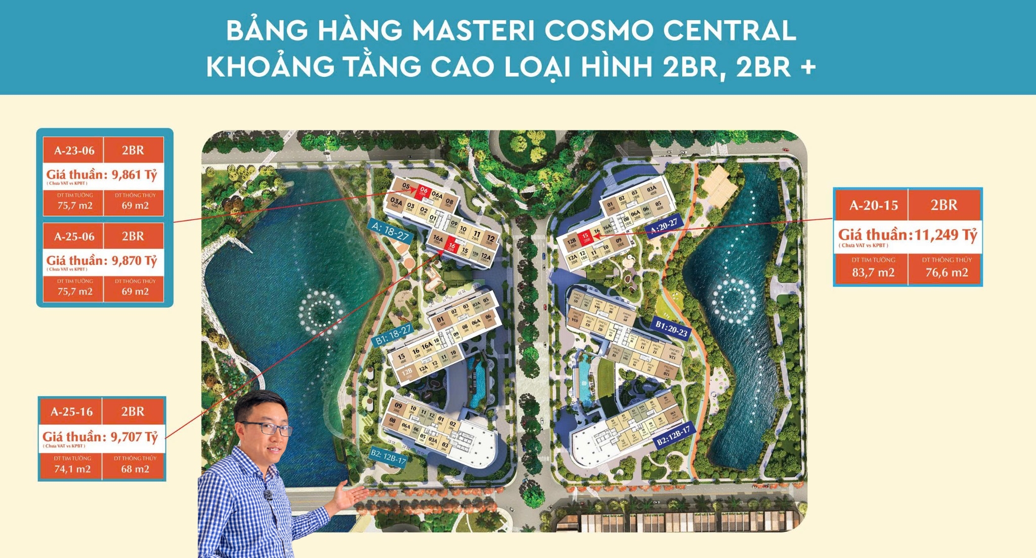 Giỏ hàng masteri cosmo central: bảng giá ct3 & ct4 Giỏ hàng 2pn 2pn+ masteri cosmo central nhóm tầng cao