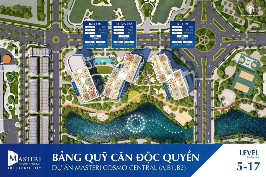 Giỏ hàng căn hộ masteri cosmo central ct4 tầng 5 đến 17