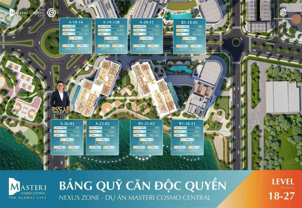 Giỏ hàng căn hộ masteri cosmo central ct3-ct4 tầng 18 đến 27